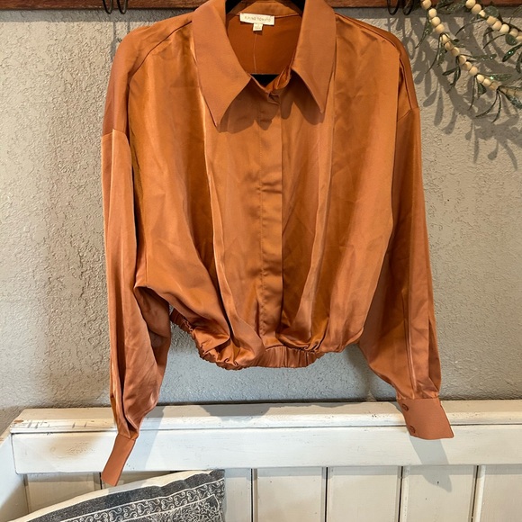 Flying Tomato Satin Blouse - Burnt Orange - Picture 2 of 10